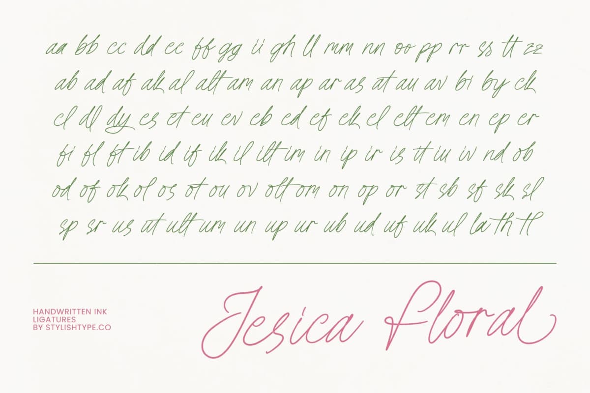 Preview 16 for Jesica Floral - Handwritten Ink Font
