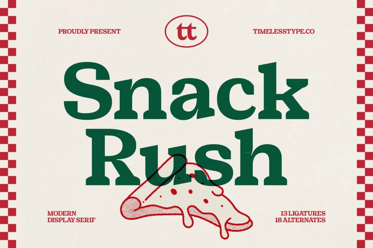 Snack Rush - Modern Display Serif font preview