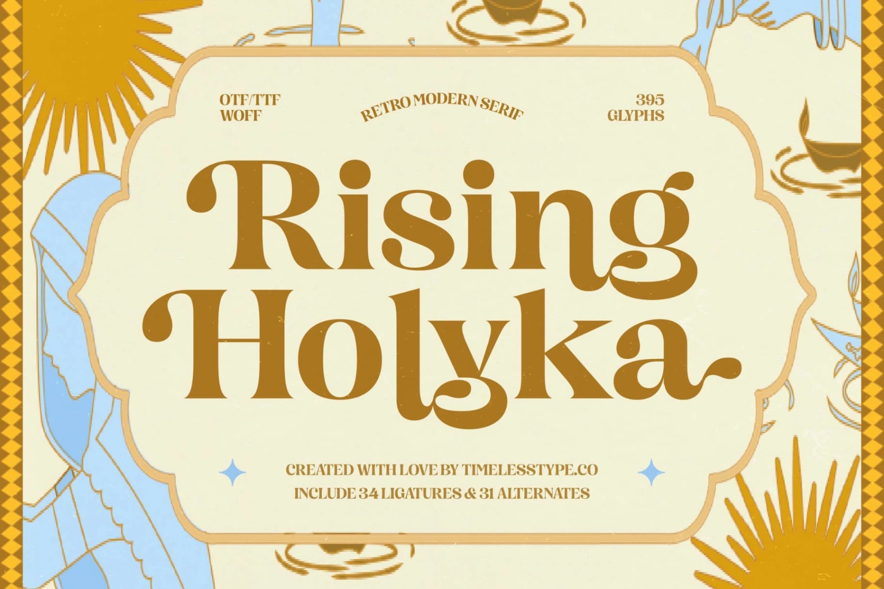 Preview of Rising Holyka - Retro Modern Serif font