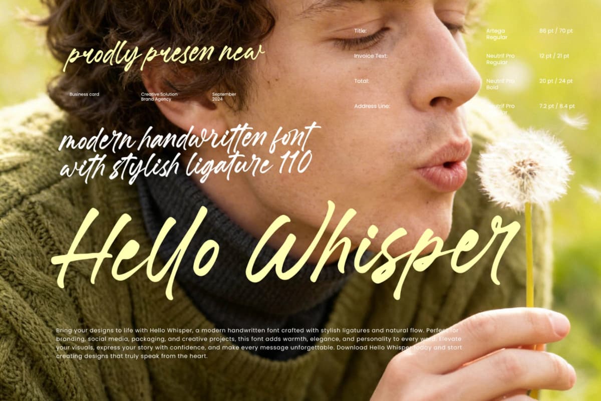 Preview of Hello Whisper - Modern Handwritten Font font
