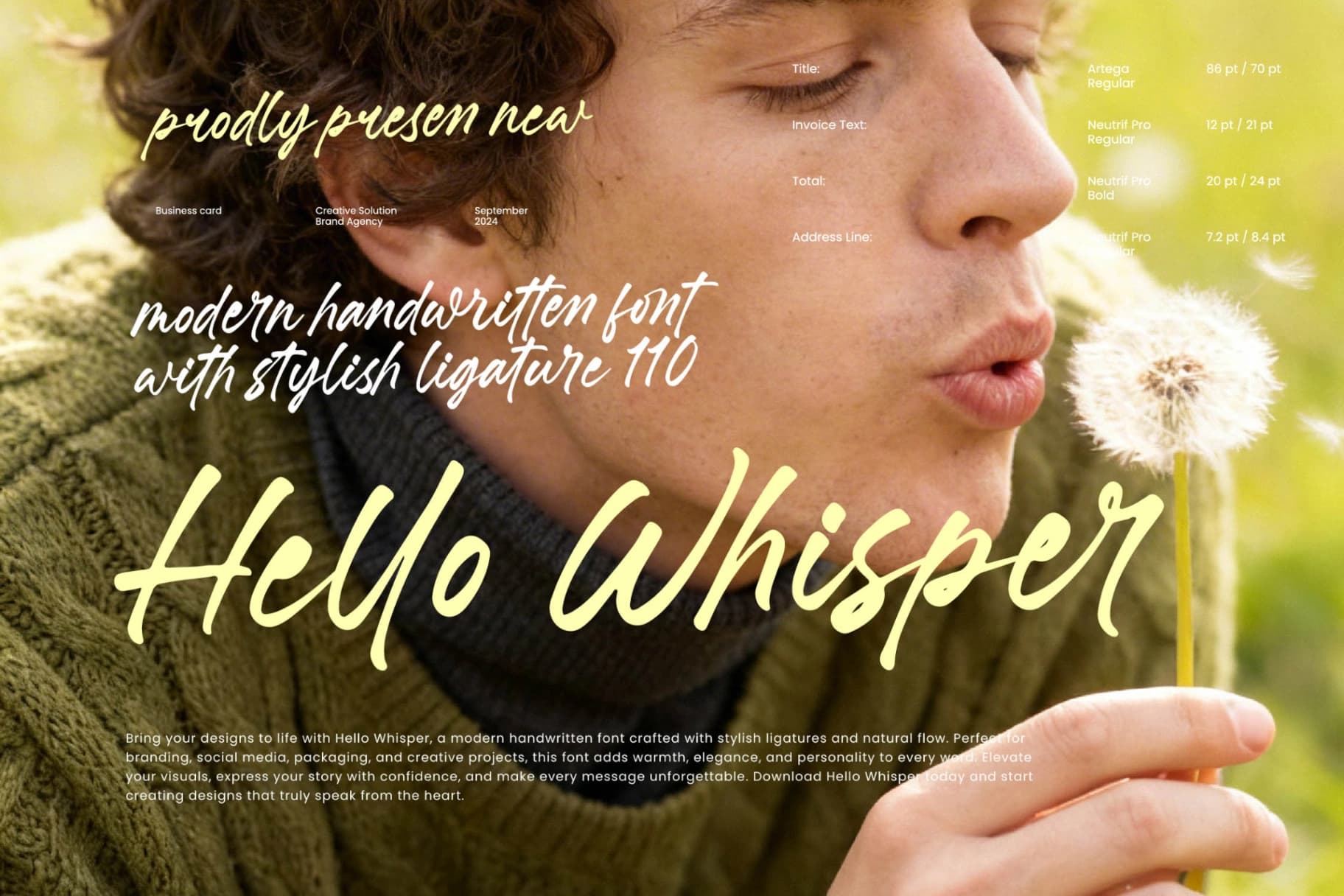 Preview 1 for Hello Whisper - Modern Handwritten Font