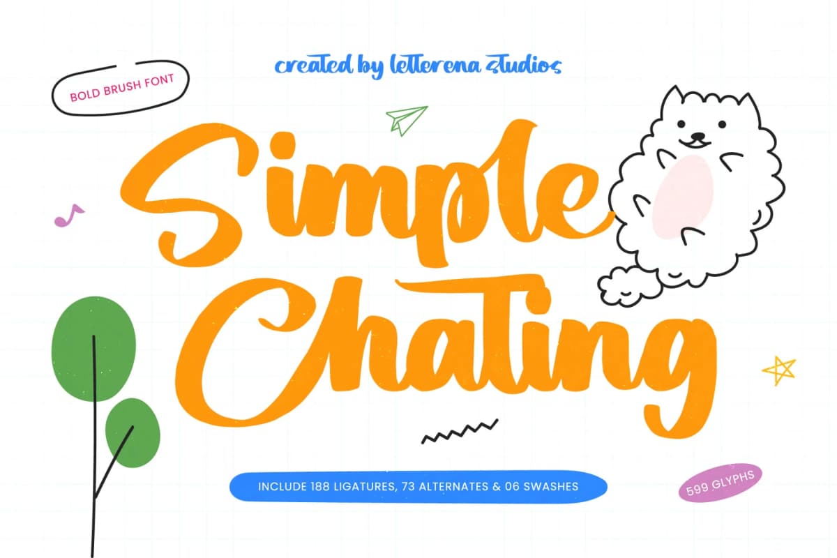 Preview of Simple Chating - Bold Brush Font font