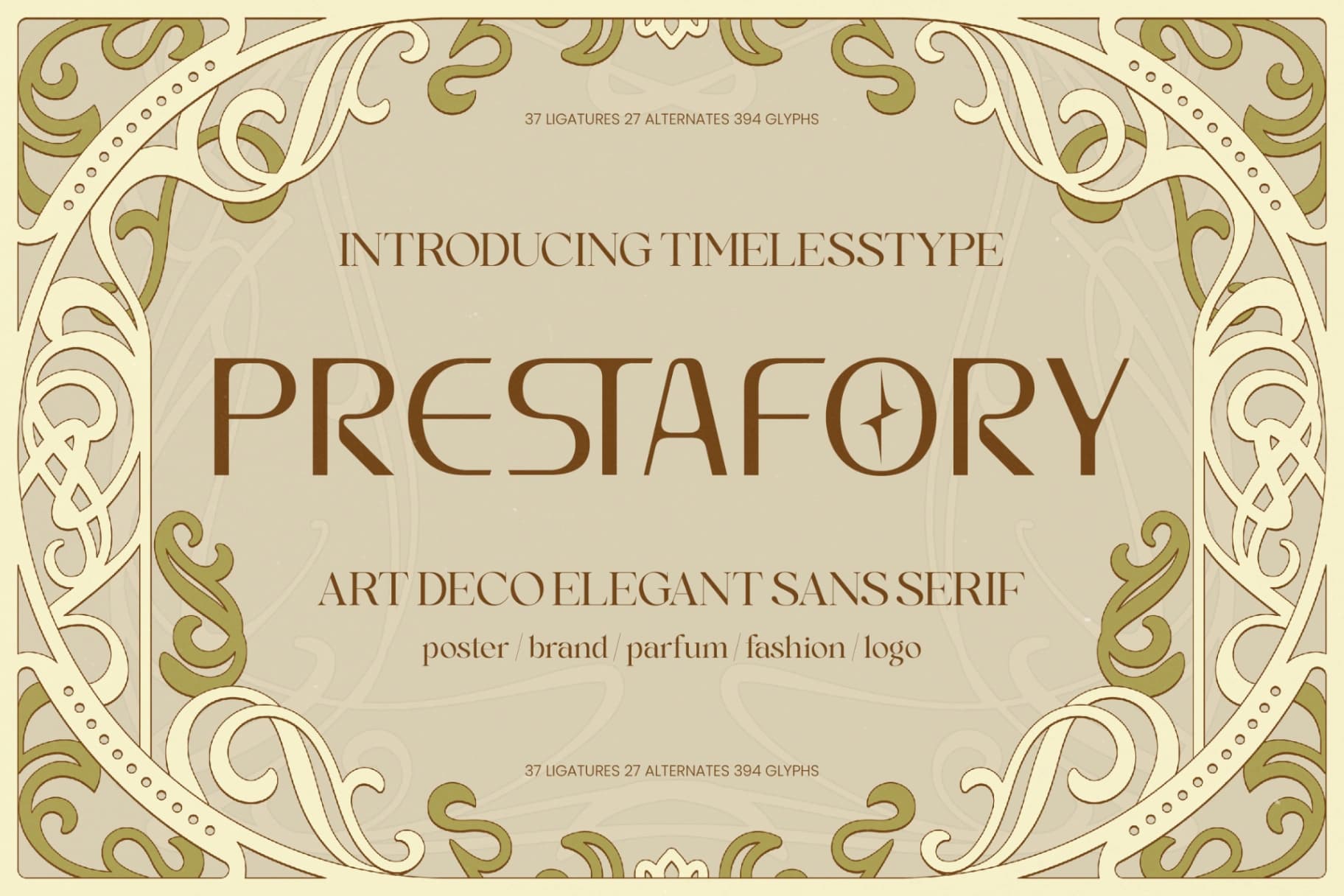 Preview of Prestafory - Art Deco Elegant Sans Serif font