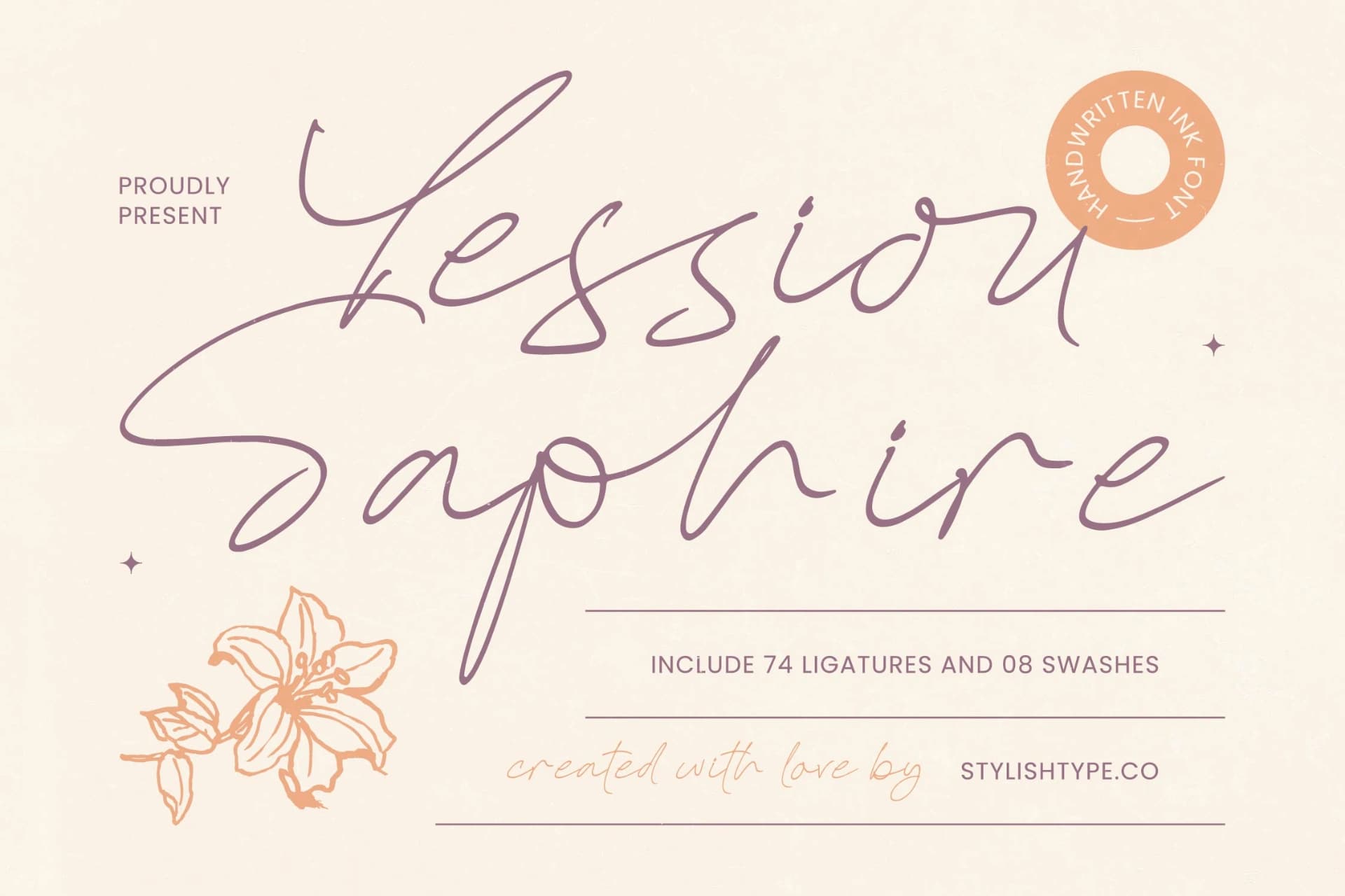Preview of Yessiou Saphire - Handwritten Ink Font font