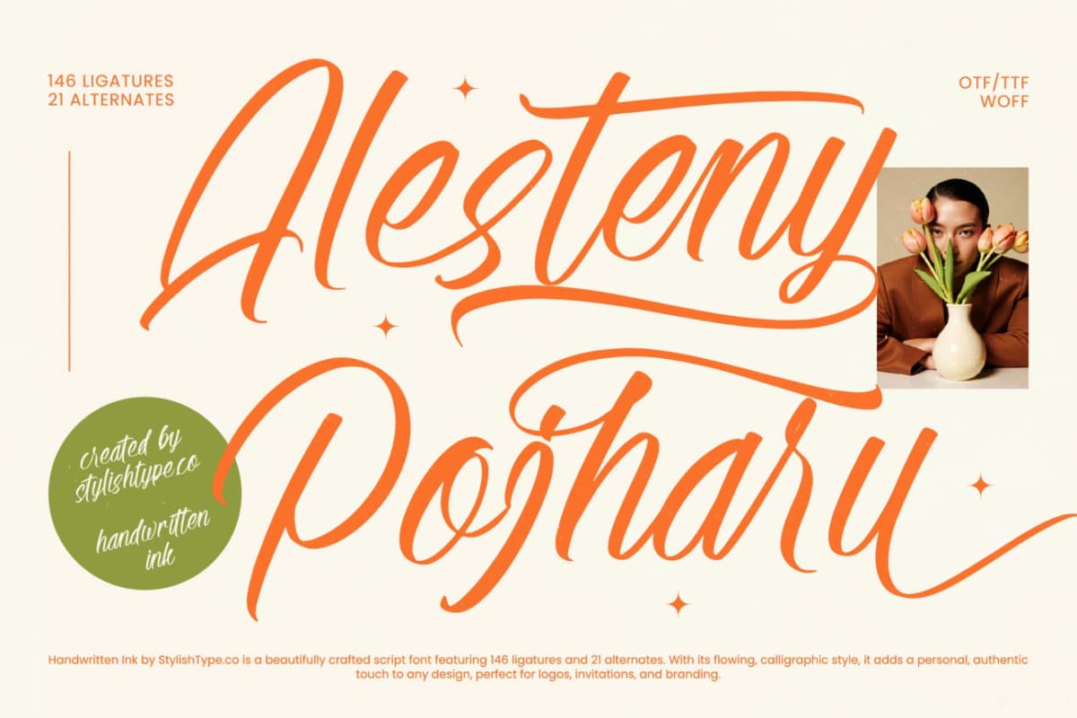 Alesteny Pojharu - Handwritten Ink Font font preview