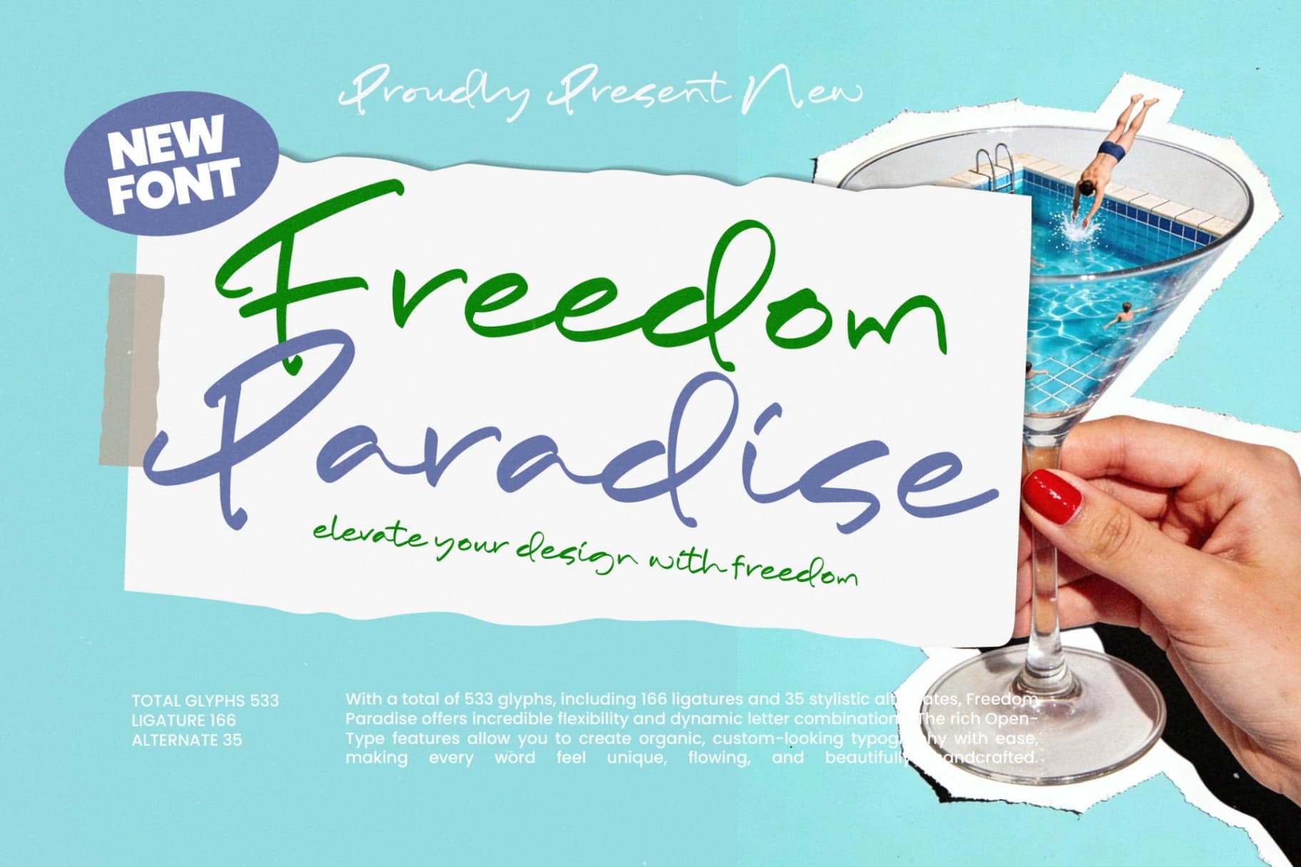 Preview of Freedom Paradise - Handwritten Script Font font