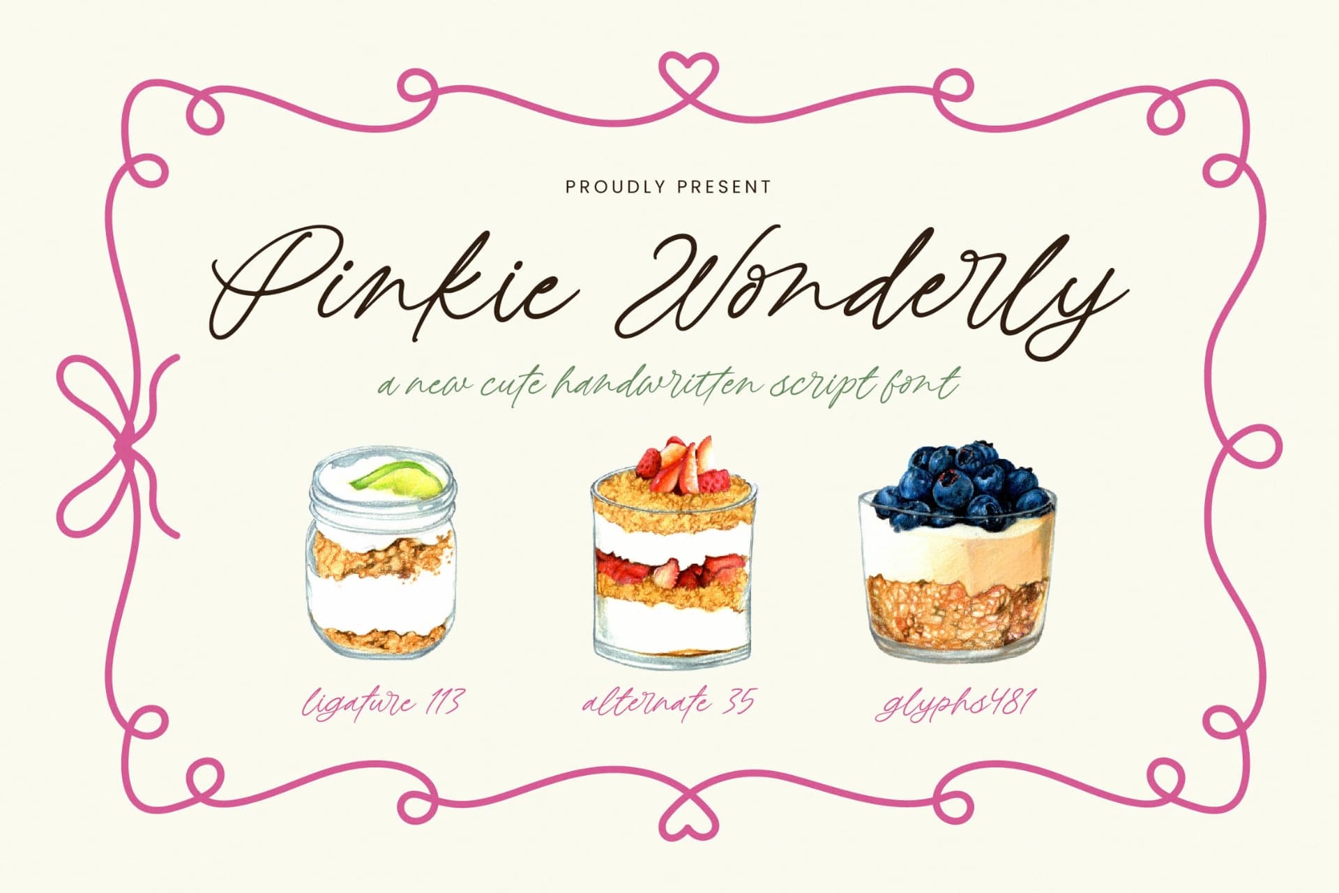 Preview of Pinkie Wonderly - Cute Handwritten Script font