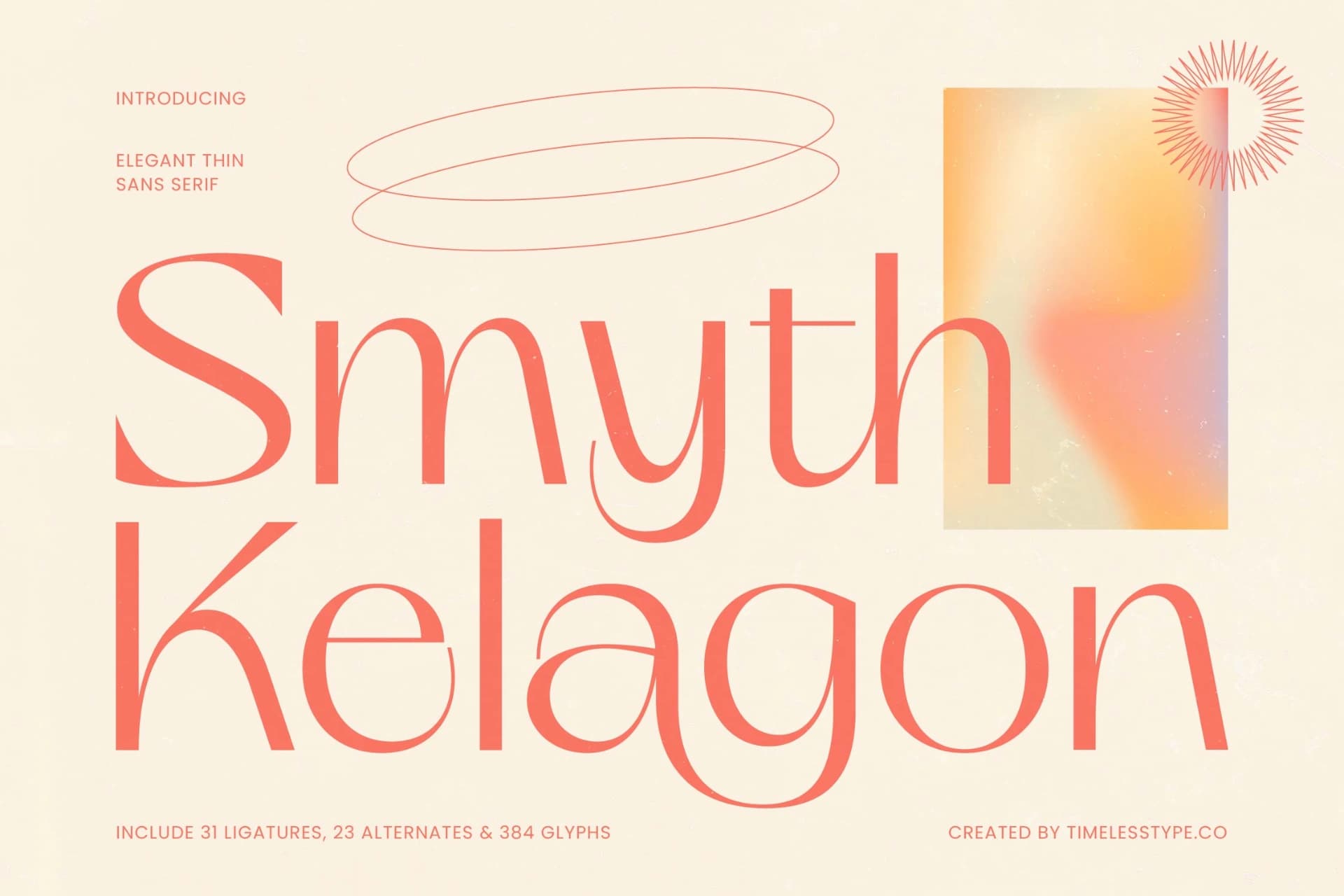 Preview of Smyth Kelagon - Elegant Thin Sans Serif font