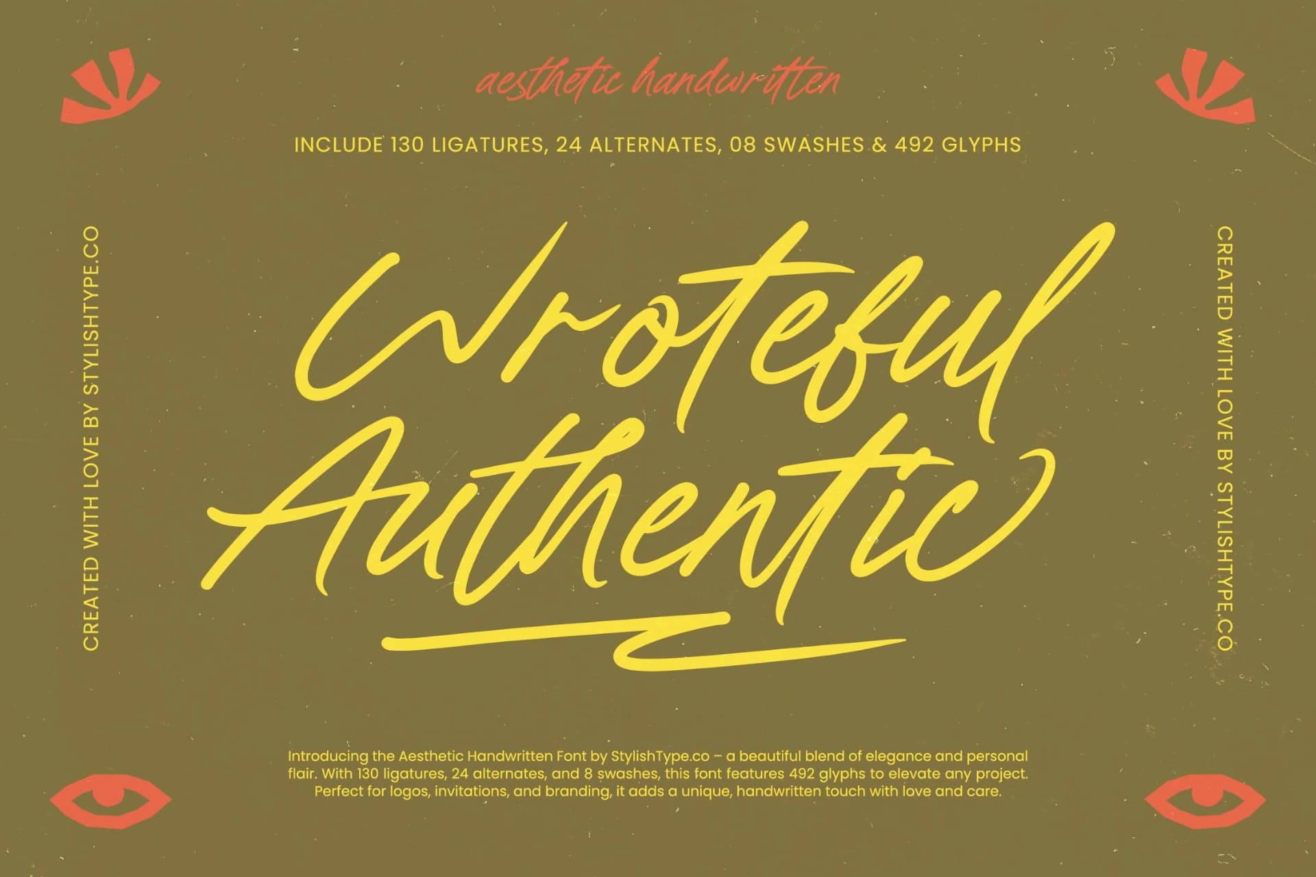Preview of Wroteful Authentic - Aesthetic Handwritten Script font