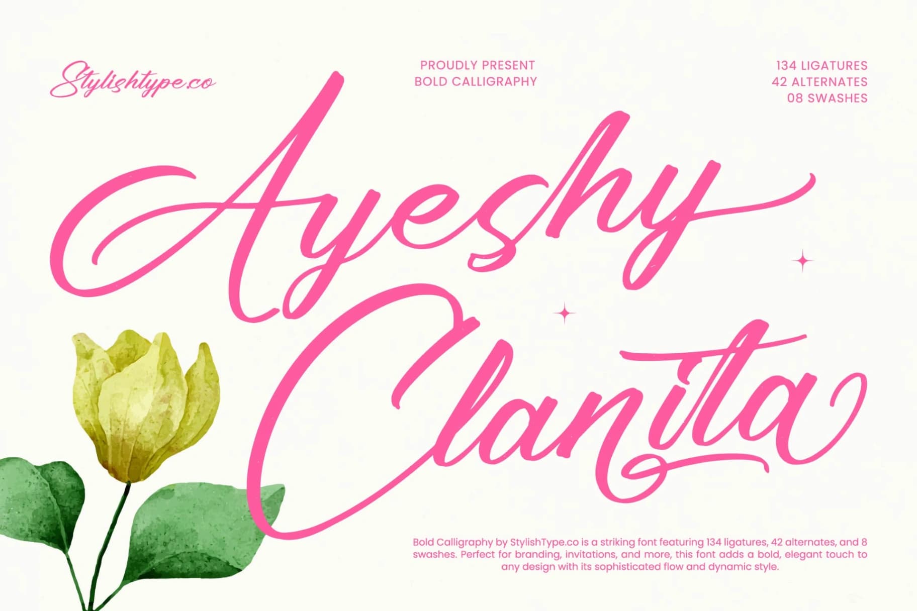 Preview of Ayeshy Clanita - Bold Calligraphy font