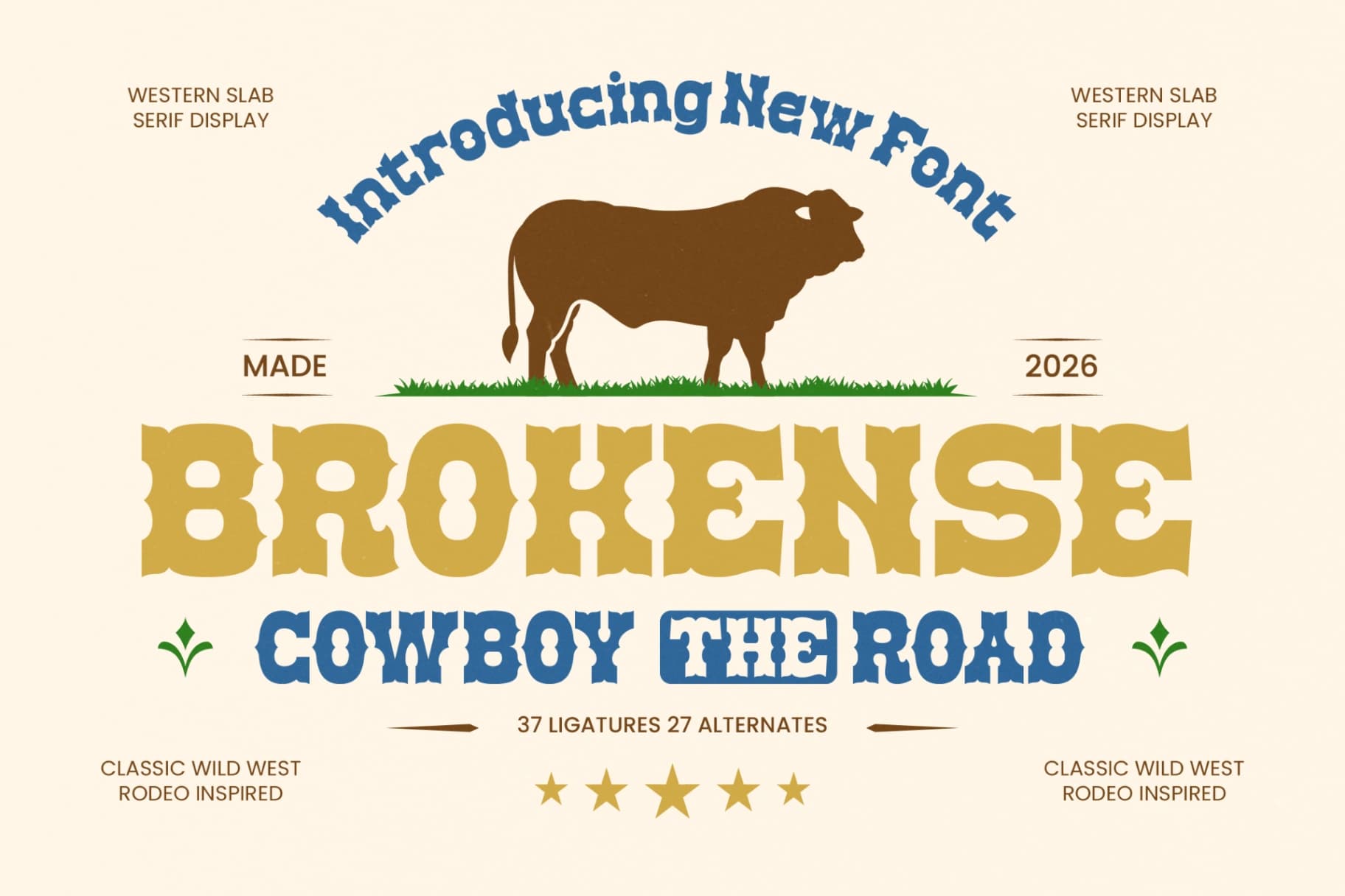 Preview of Brokense Cowboy - Western Slab Serif Display font