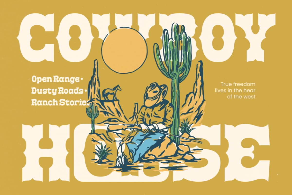 Brokense Cowboy - Western Slab Serif Display font preview 2