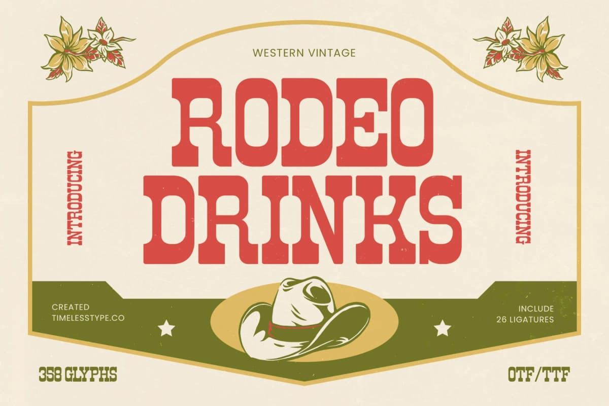 Preview of Rodeo Drinks - Western Vintage font