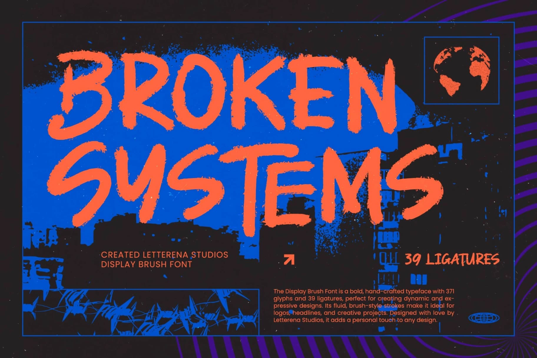 Preview of Broken Systems – Display Brush Font font