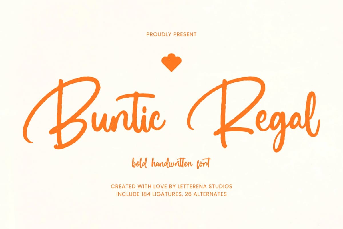 Preview of Buntic Regal - Bold Handwritten Font font