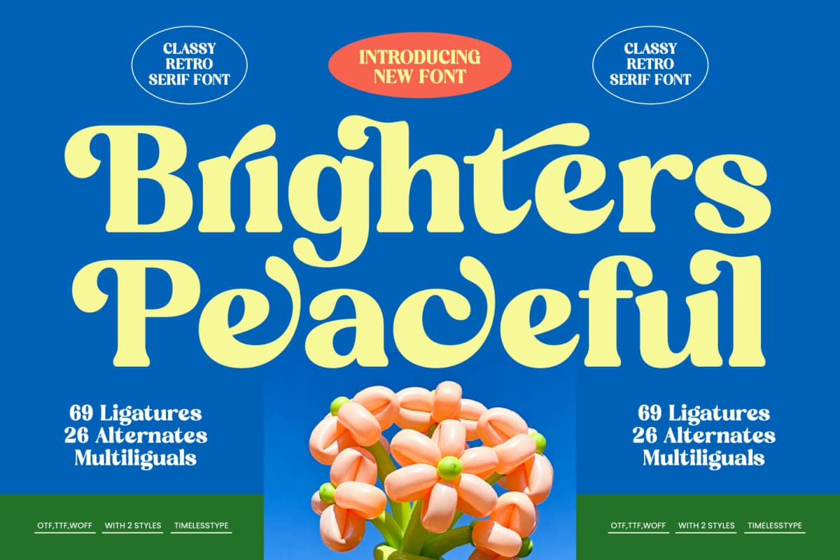 Brighters Peaceful - Classy Retro Serif Font font preview 1