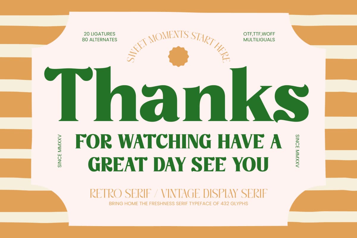 Misago Sweet - Retro Serif Vintage Display Font font preview 20