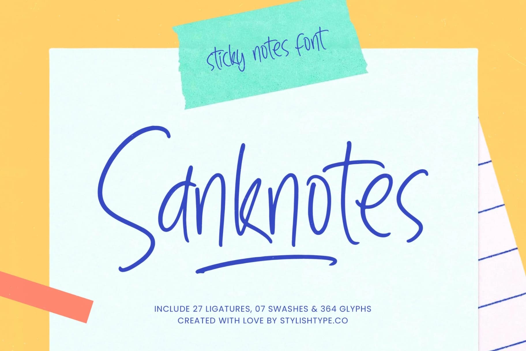 Preview of Sanknotes - Sticky Notes Font font