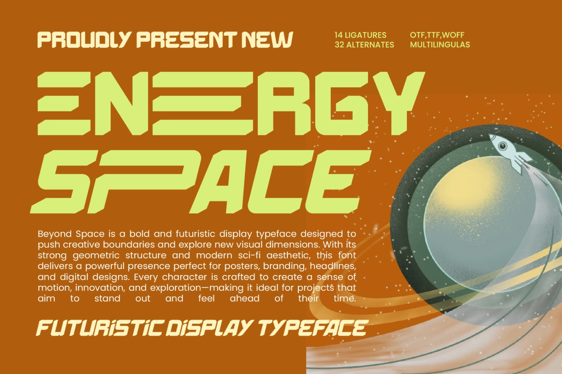 Preview of Energy Space - Futuristic Display Typeface font