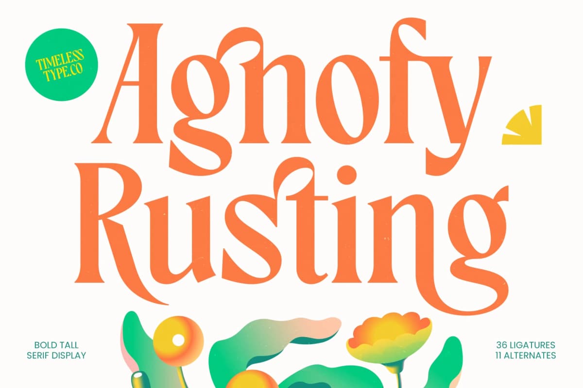 Preview of Agnofy Rusting – Bold Tall Serif Display font