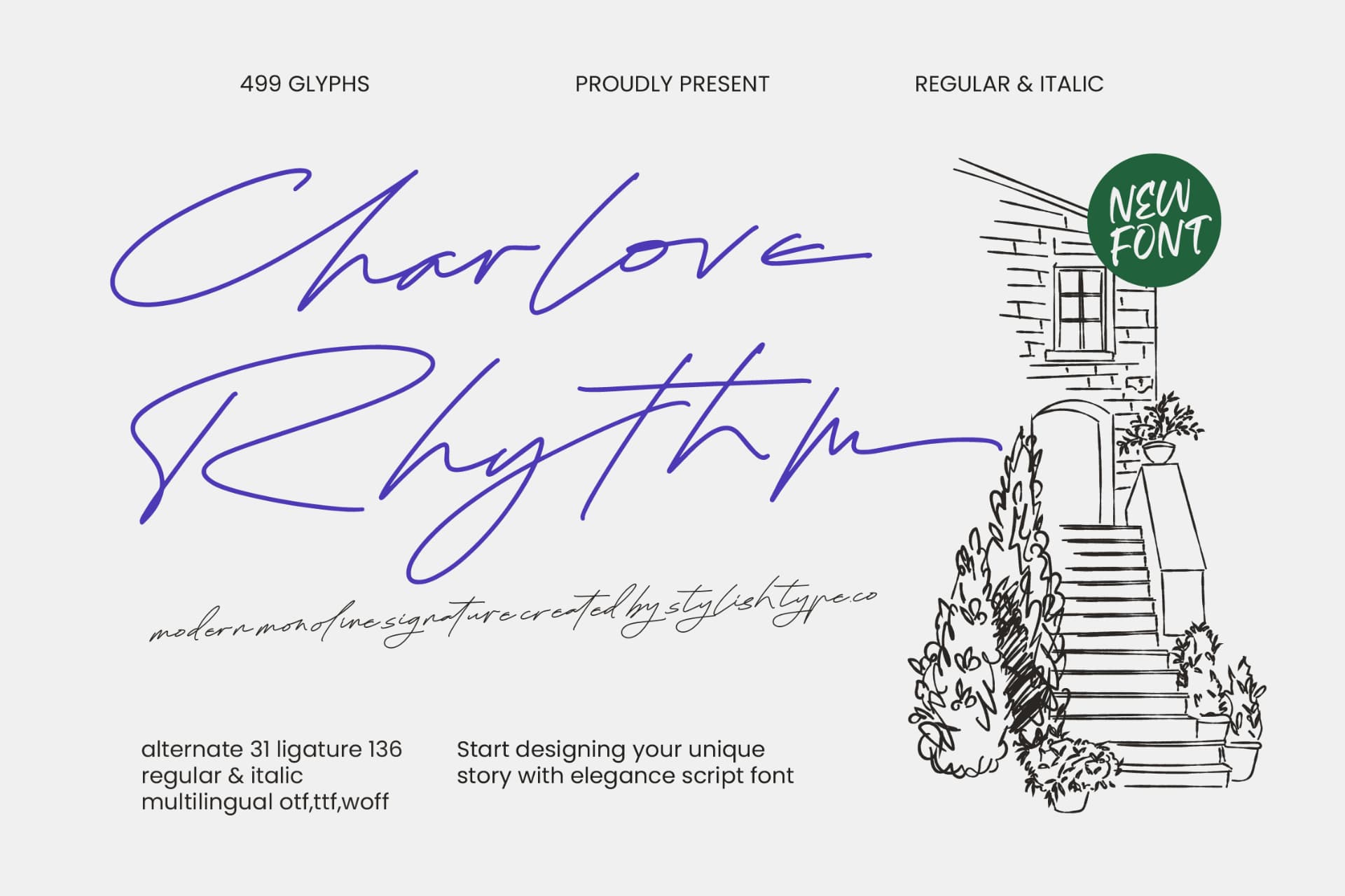 Preview of Charlove Rhythm - Modern Monoline Signature font