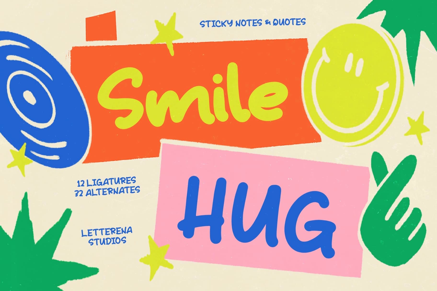 Preview of Smile Hug – Sticky Notes Font font