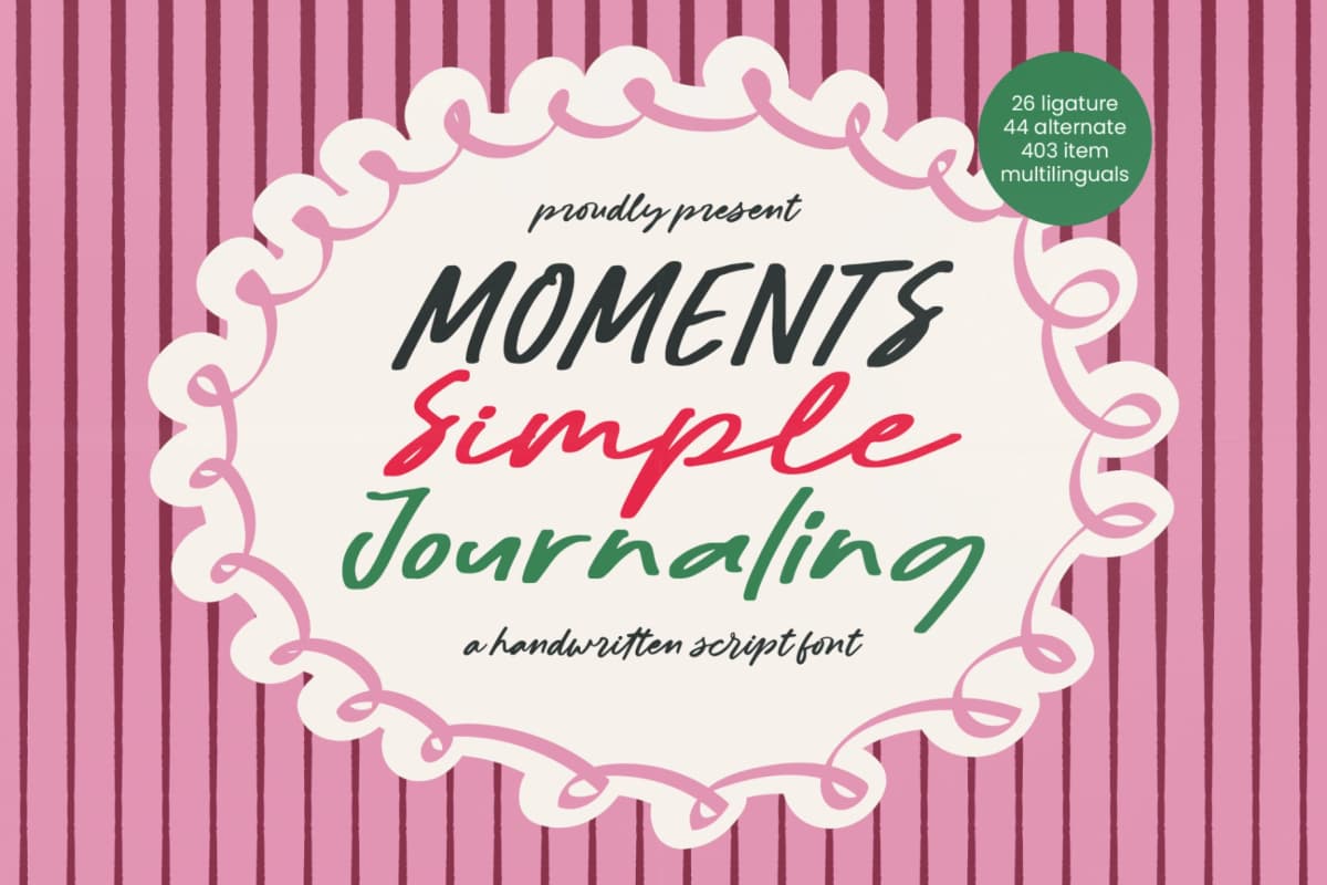 Preview of Moments Simple Journaling - Handwritten Script Font font