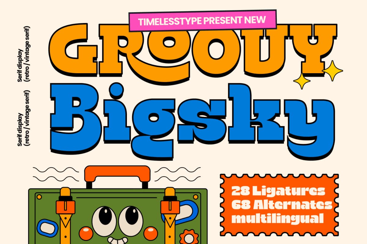 Groovy Bigsky – Retro Vintage Serif font preview
