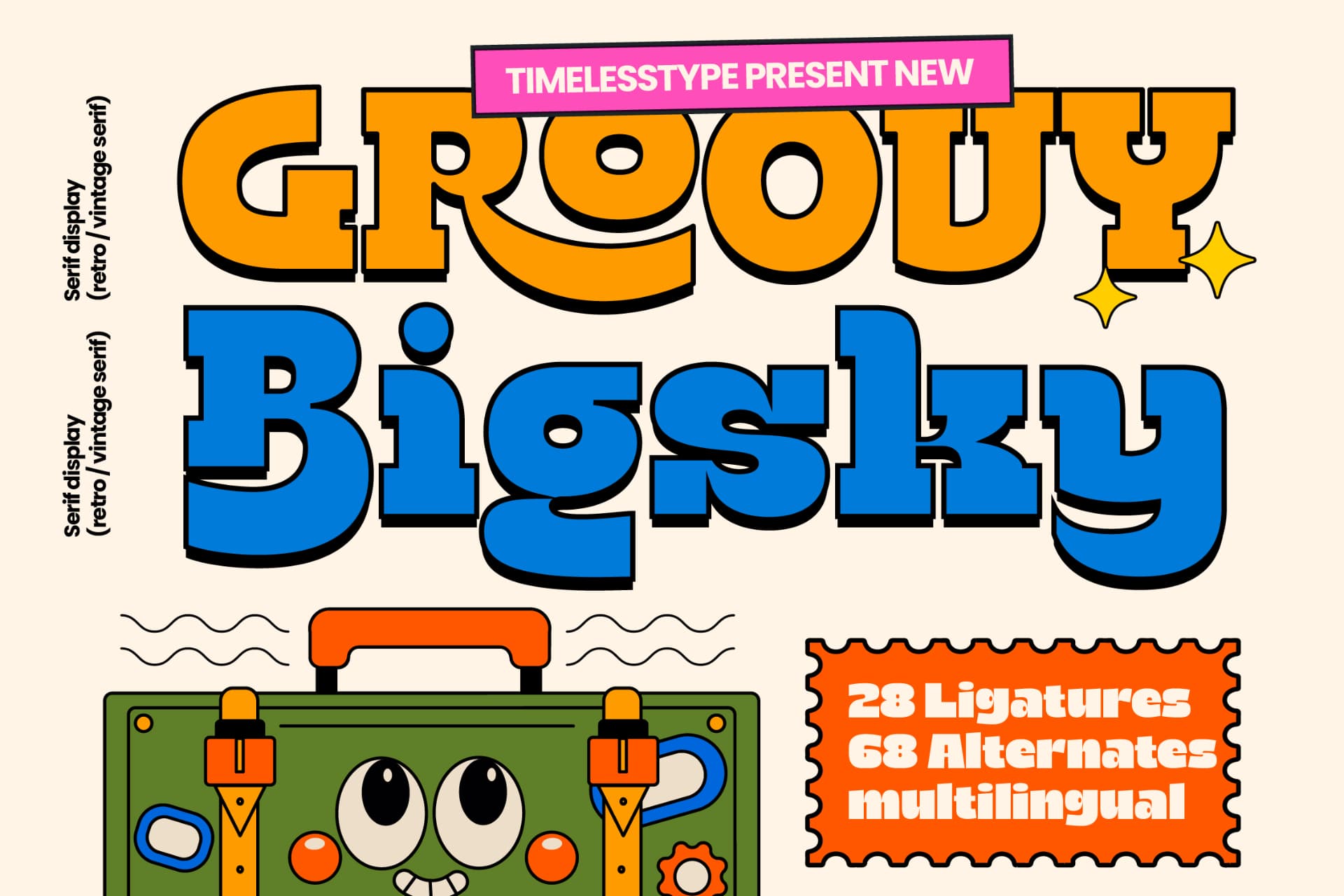 Preview of Groovy Bigsky – Retro Vintage Serif font