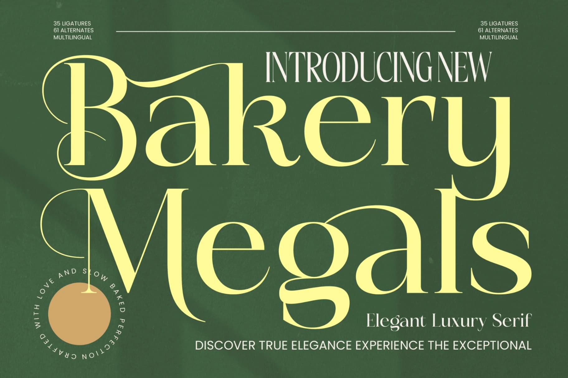 Preview of Bakery Megals – Elegant Luxury Serif font