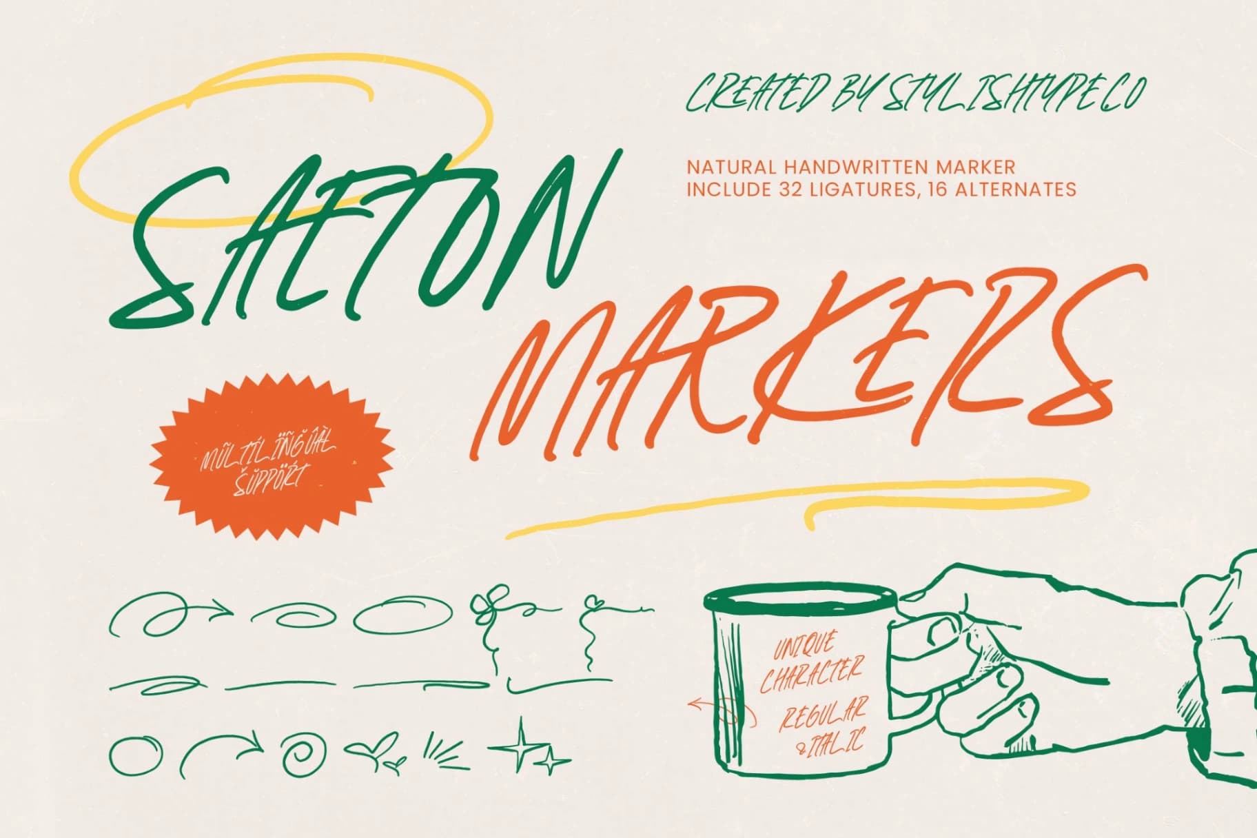 Preview of Saeton Markers – Natural Handwritten font