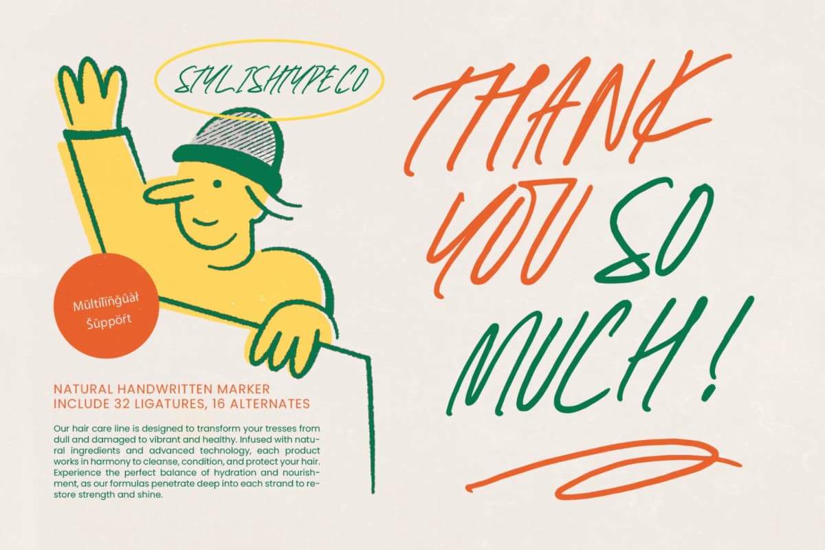 Saeton Markers – Natural Handwritten font preview 15