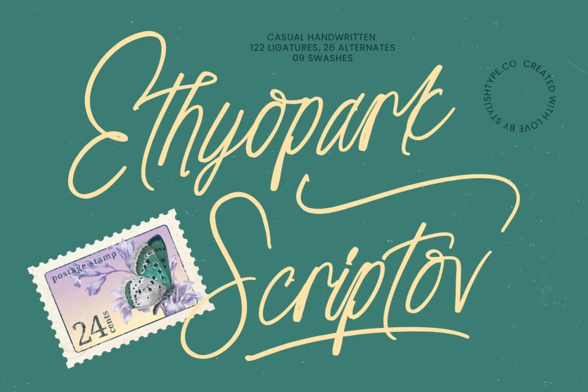 Preview of Ethyopark Scriptov – Casual Handwritten Font font