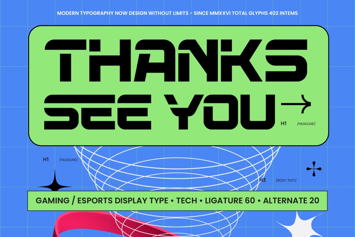 Gridline Minimal - Esports Display Type font preview 15