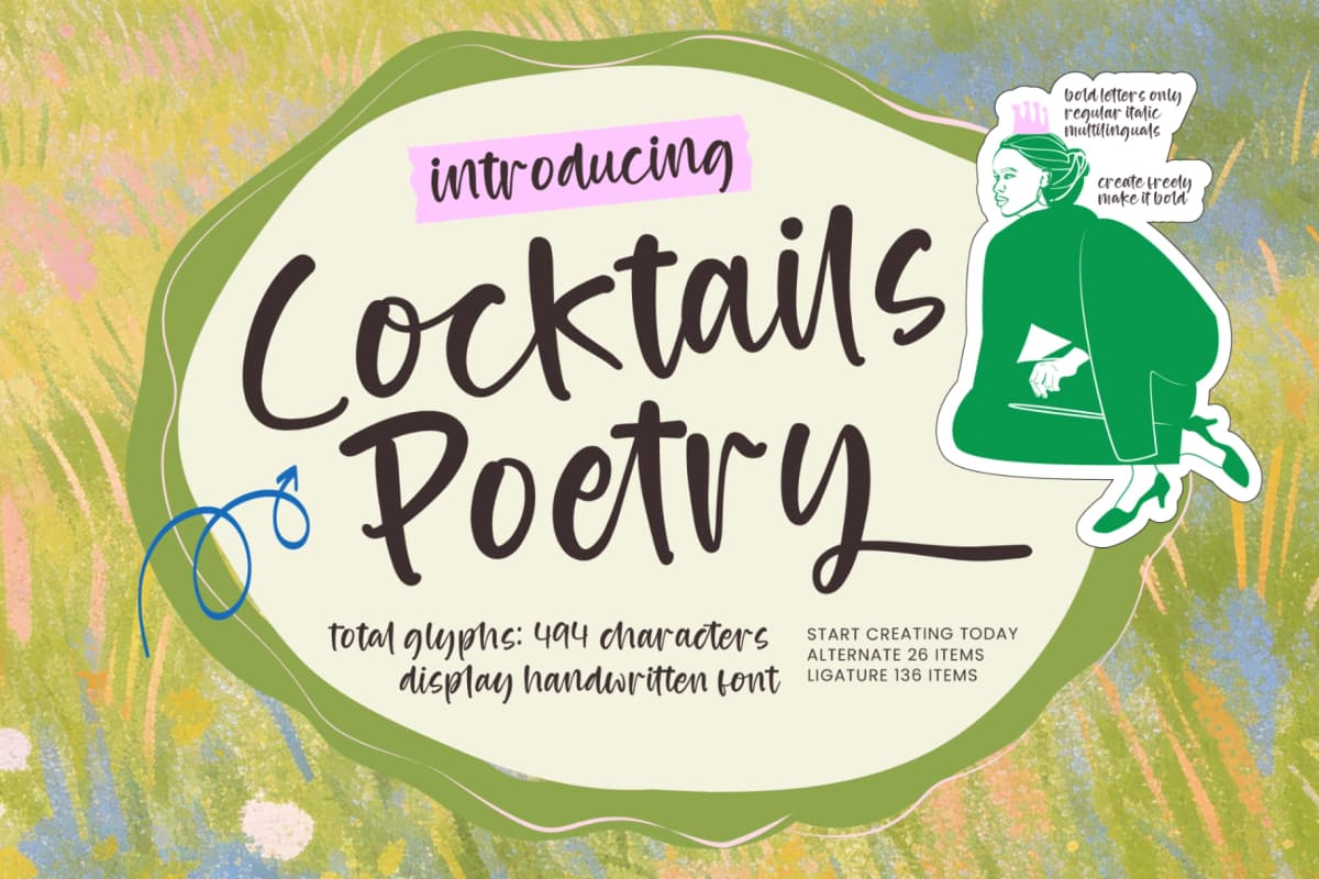 Cocktails Poetry – Display Handwritten Font font preview