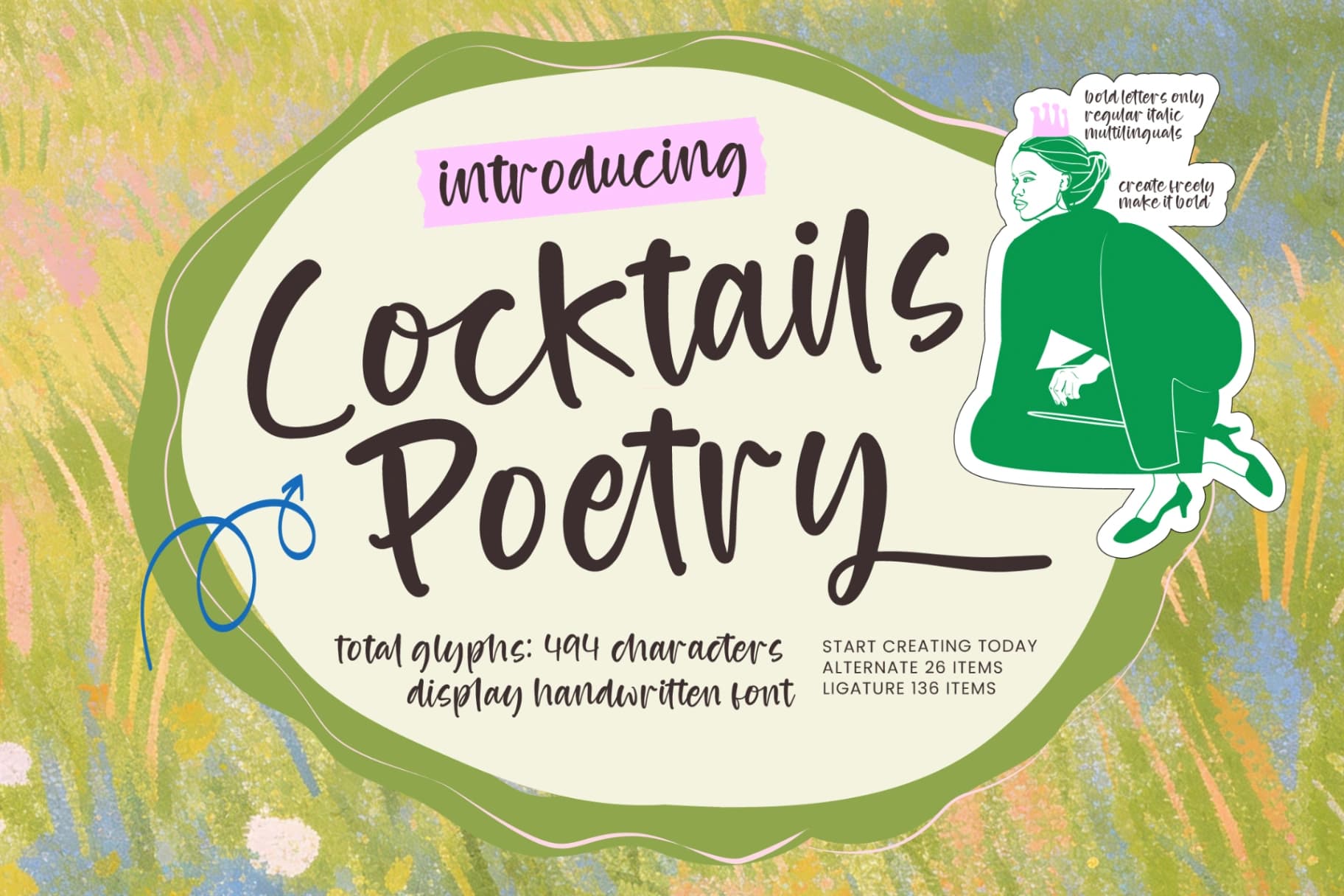 Preview of Cocktails Poetry – Display Handwritten Font font