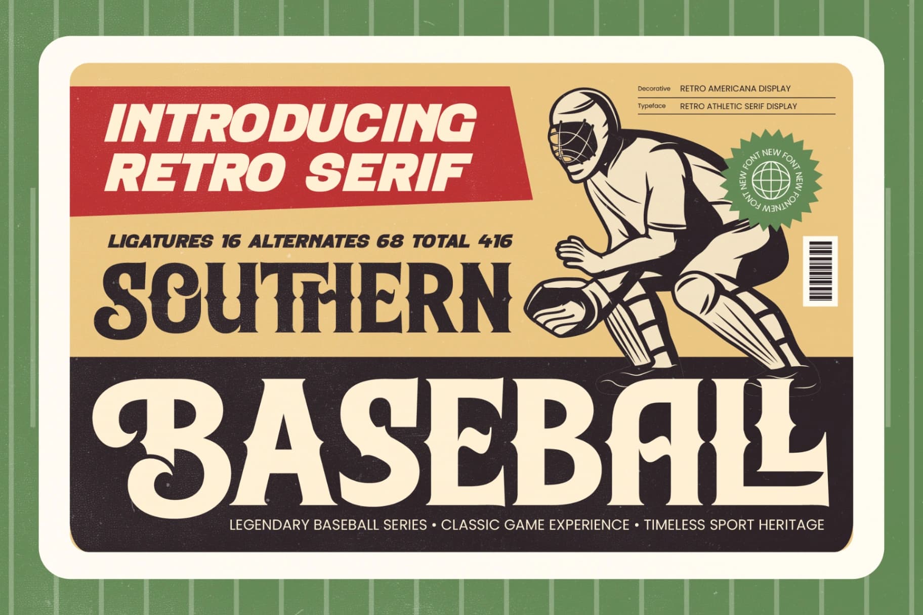 Preview 1 for Southern Baseball - Retro Athletic Serif Display