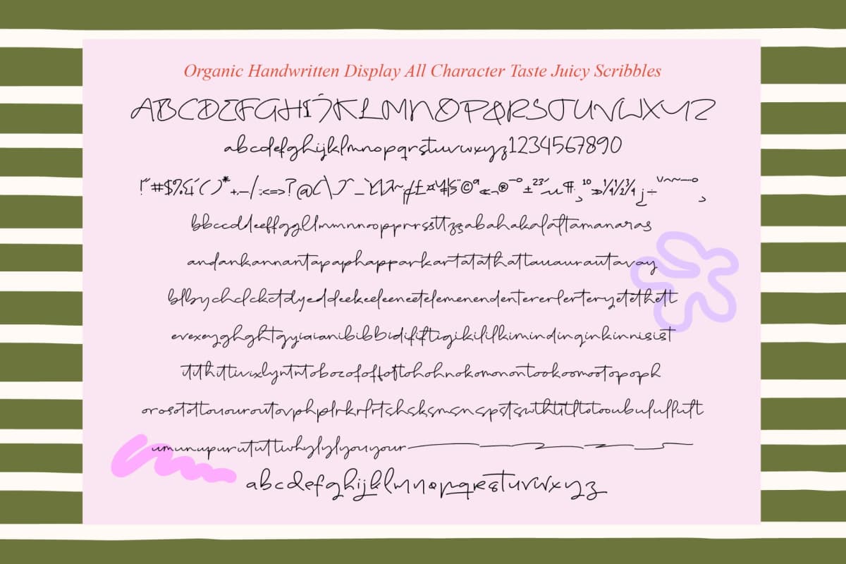 Taste Juicy Scribbles - Organic Handwritten Display font preview 14