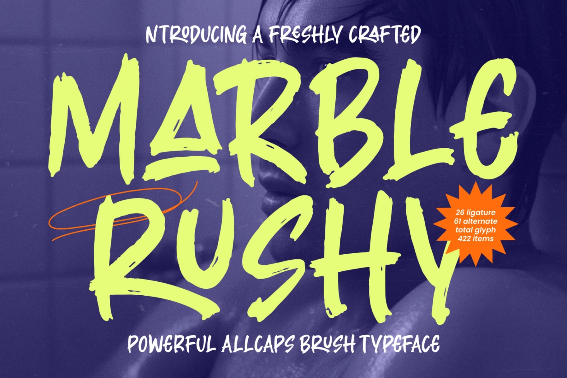 Preview of Marble Rushy - Allcaps Brush Typeface font