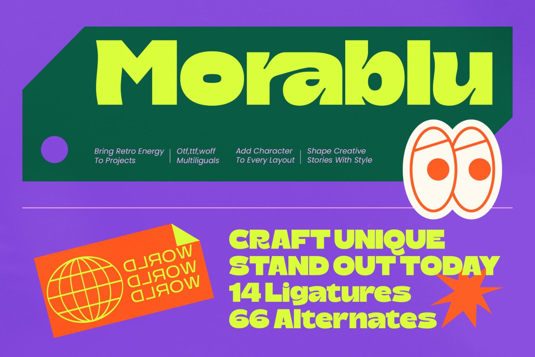 Preview of Morablu – Groovy Display Font font