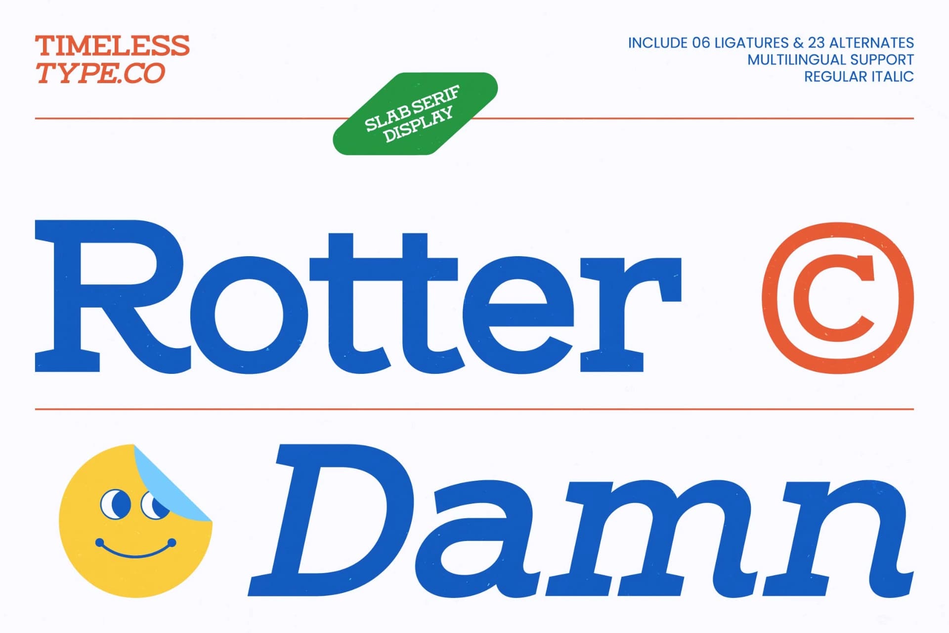 Preview of Rotter Damn – Slab Serif Display font