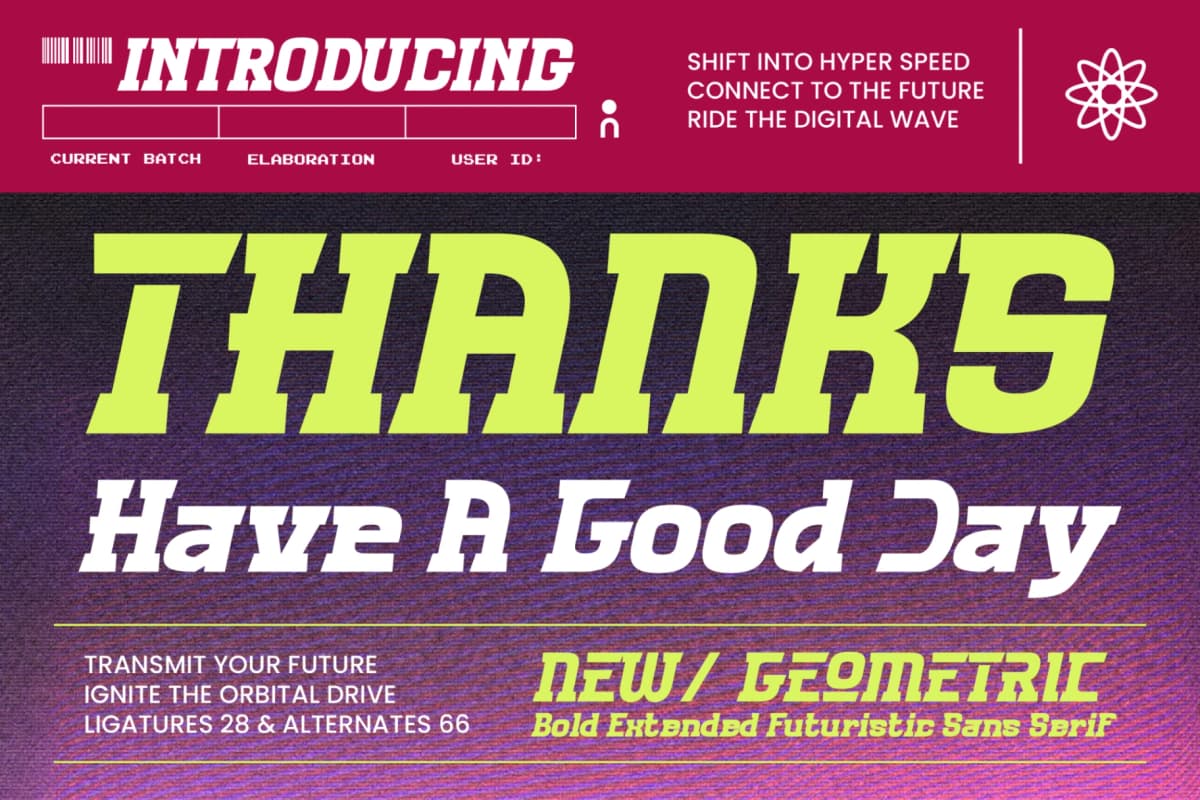 Quantum Orbitals Signal – Bold Extended Futuristic Sans Serif font preview 15