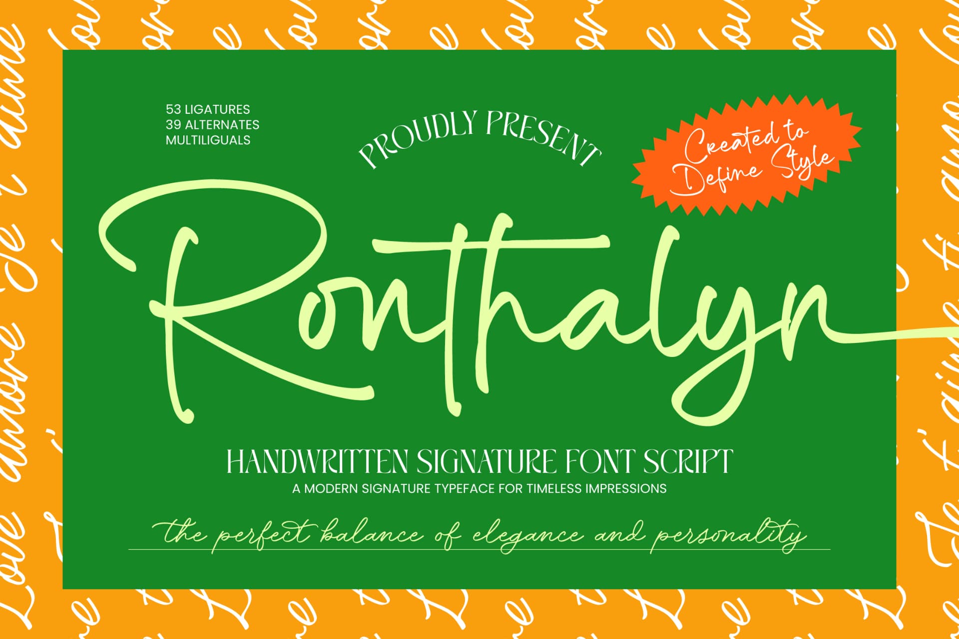 Preview of Ronthalyn - Handwritten Signature Font Script font