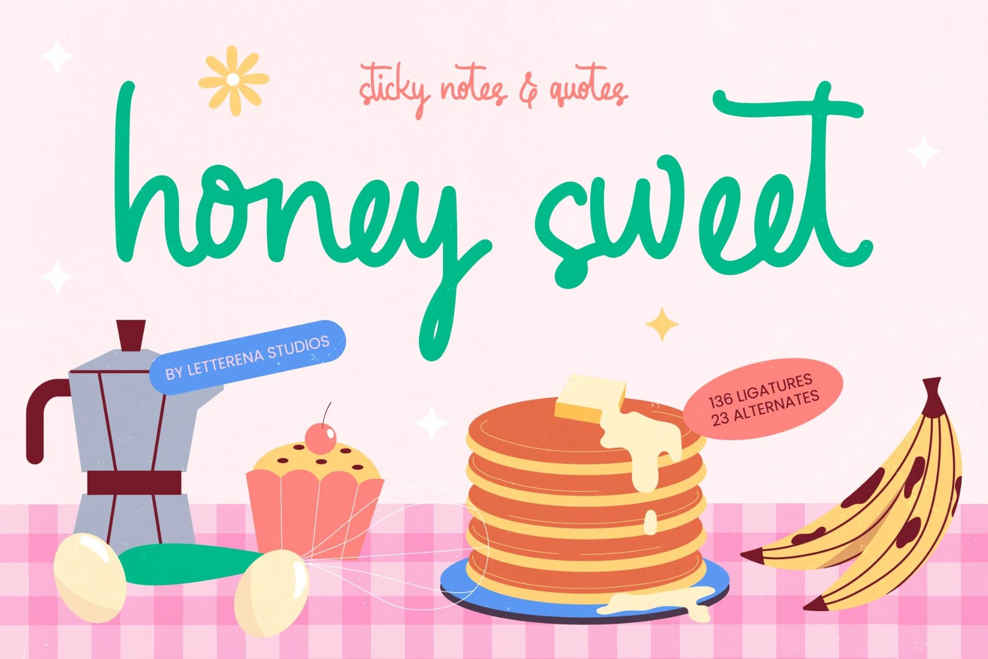 Preview of Honey Sweet - Sticky Notes & Quotes font