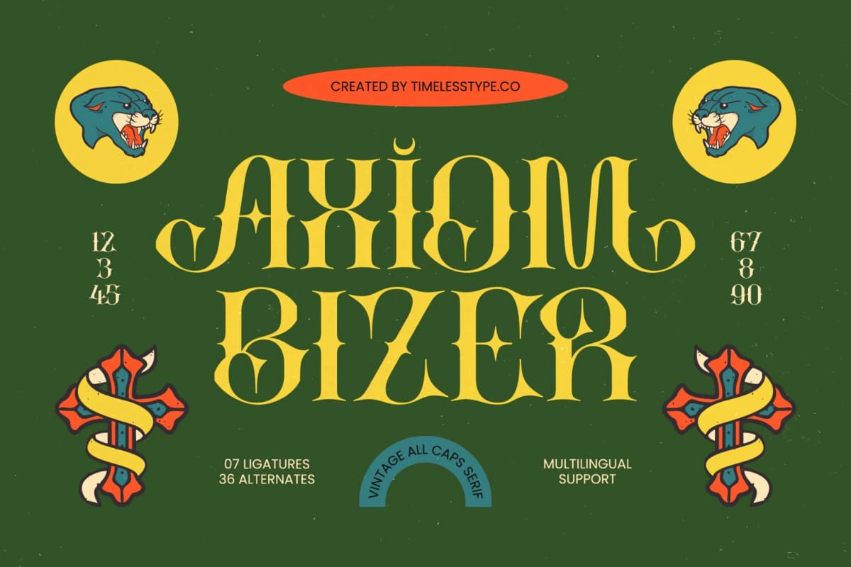 Axiom Bizer - Vintage All Caps Serif font preview 1