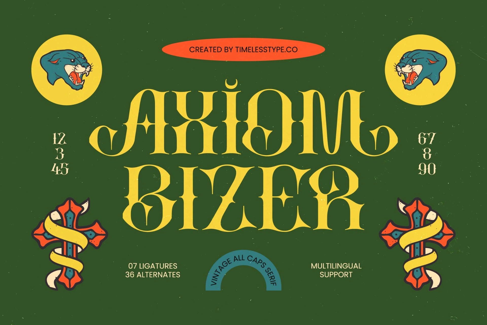 Preview of Axiom Bizer - Vintage All Caps Serif font