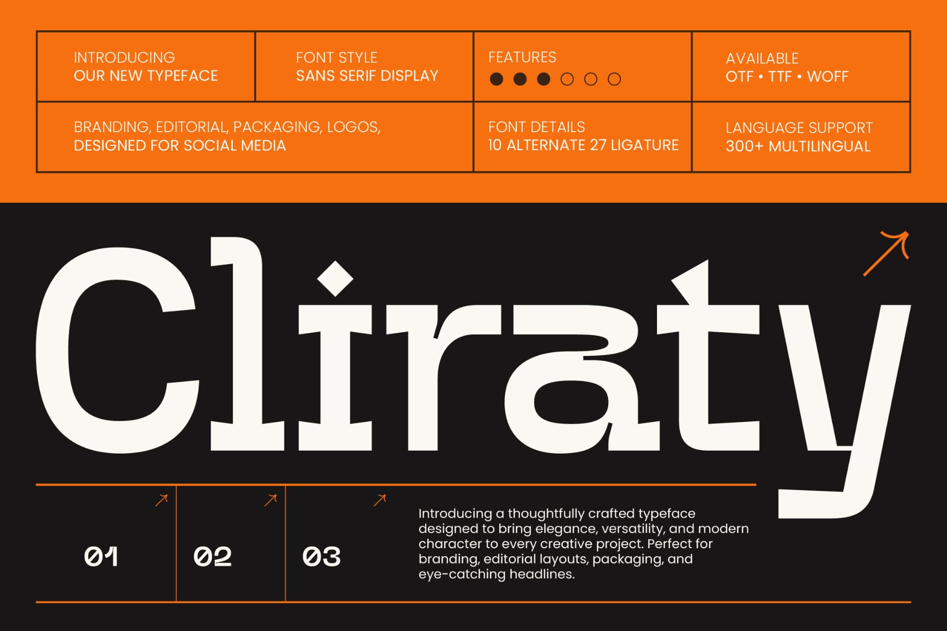 Preview of Cliraty - Sans Serif Display font