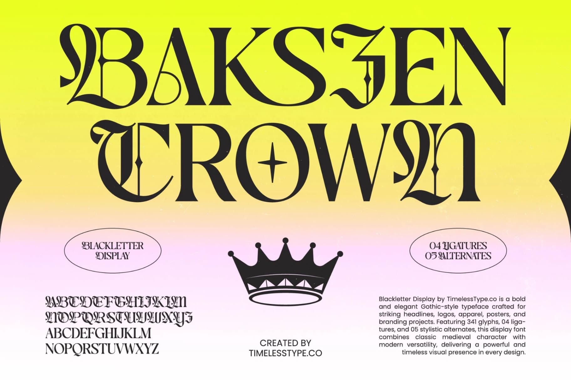 Preview of Bakszen Crown - Blackletter Display font