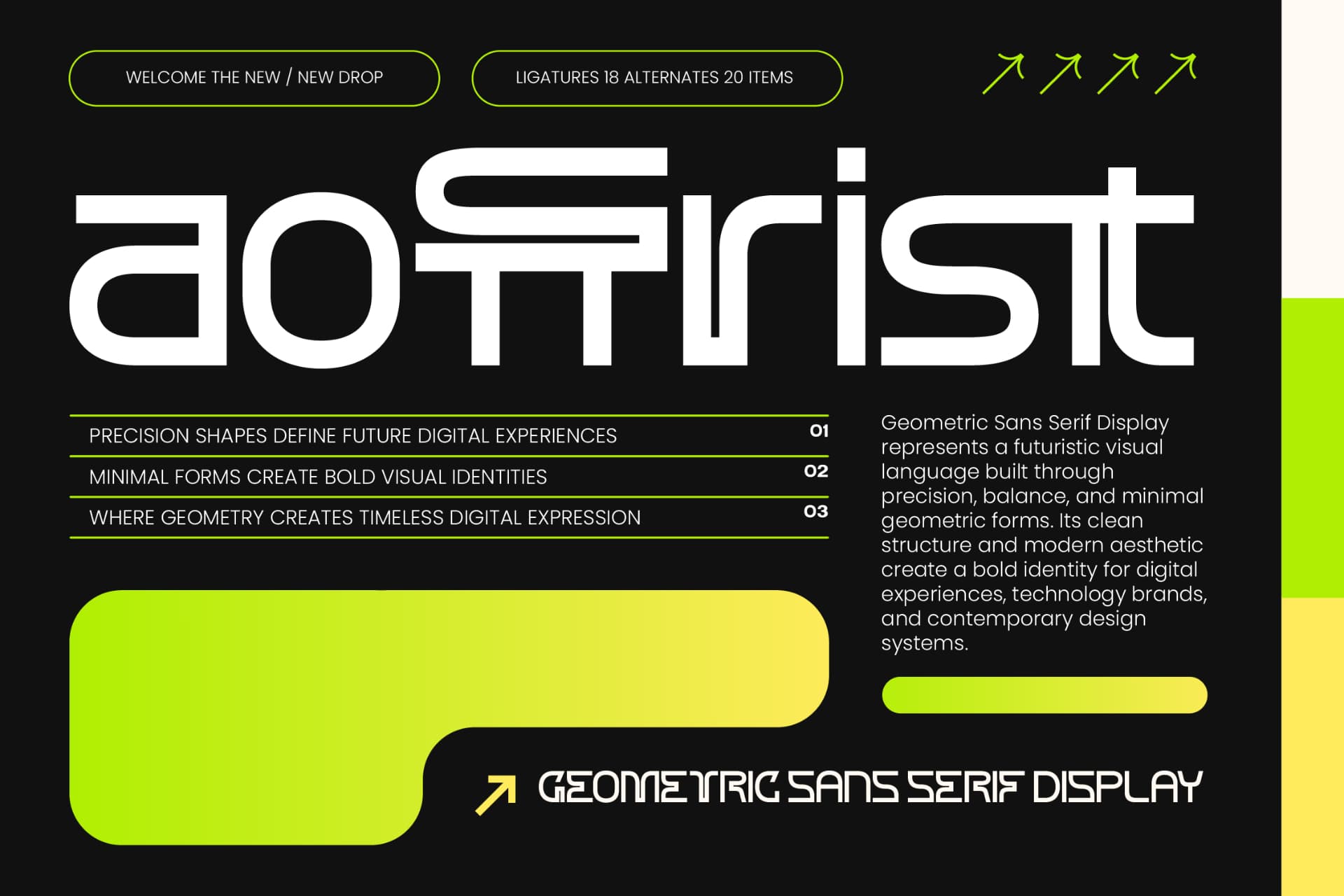 Preview of Aoffrist - Geometric Sans Serif Display font