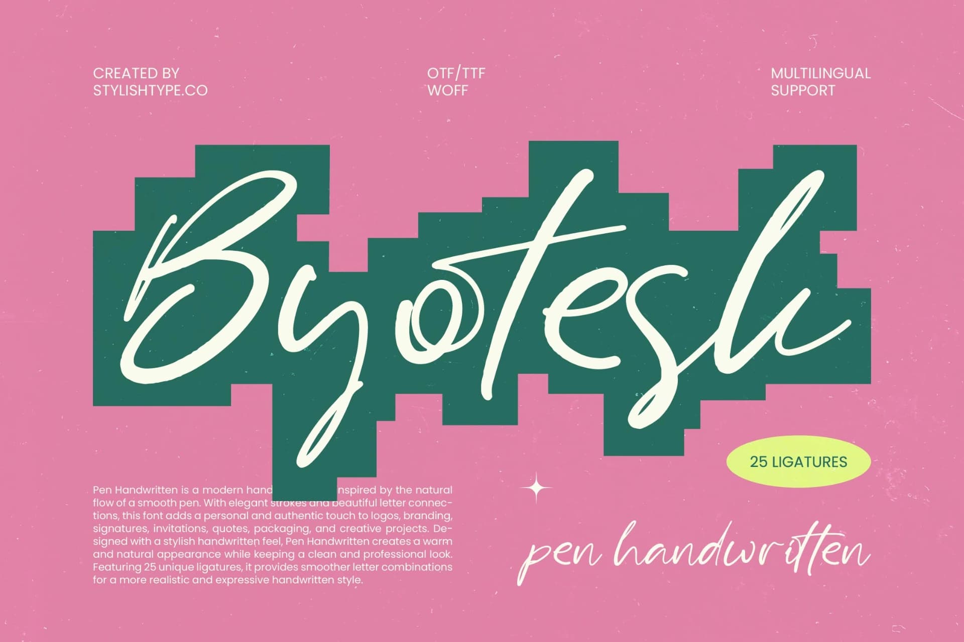 Preview of Byotesk - Pen Handwritten Font font